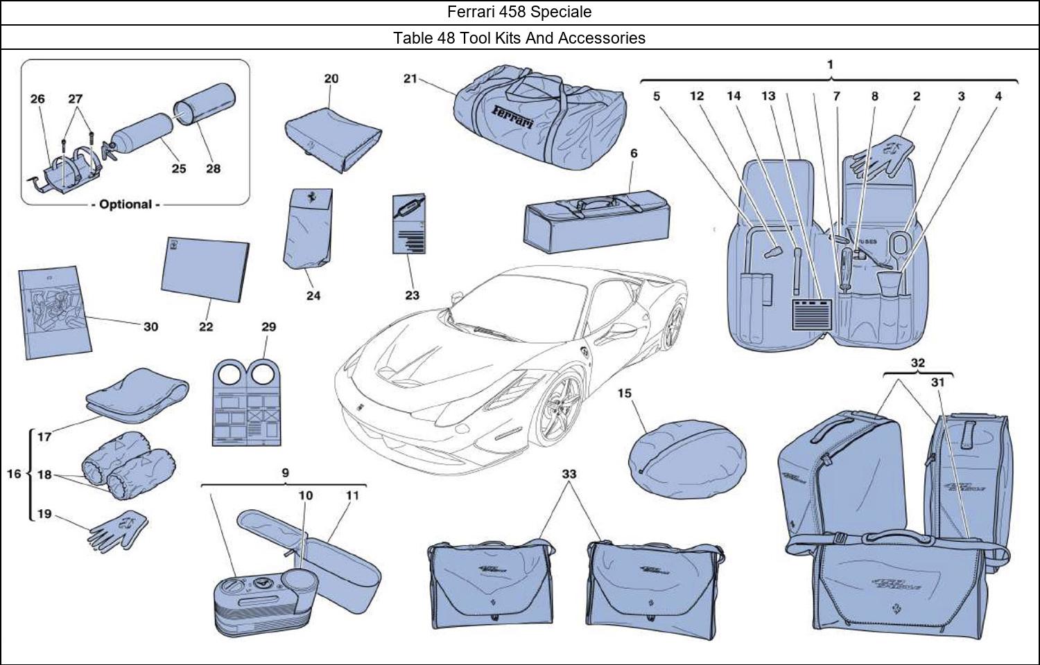 Ferrari Parts Ferrari 458 Speciale Table 48 Tool Kits And Accessories