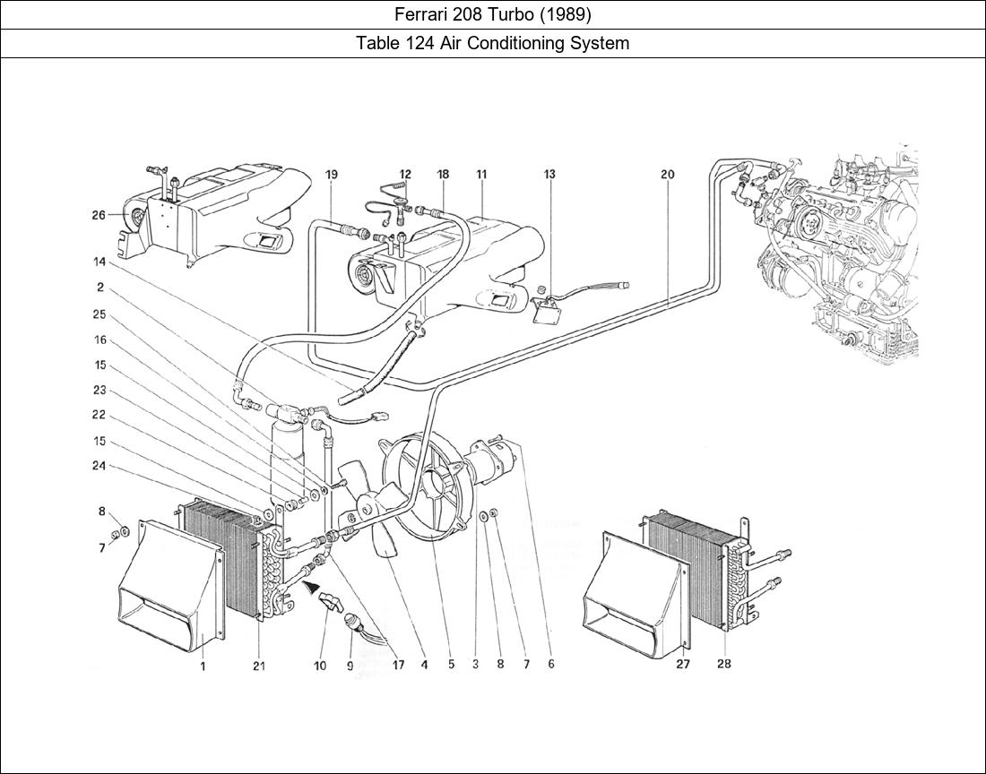 Ferrari Parts Ferrari 208 Turbo (1989) Table 124 Air Conditioning System