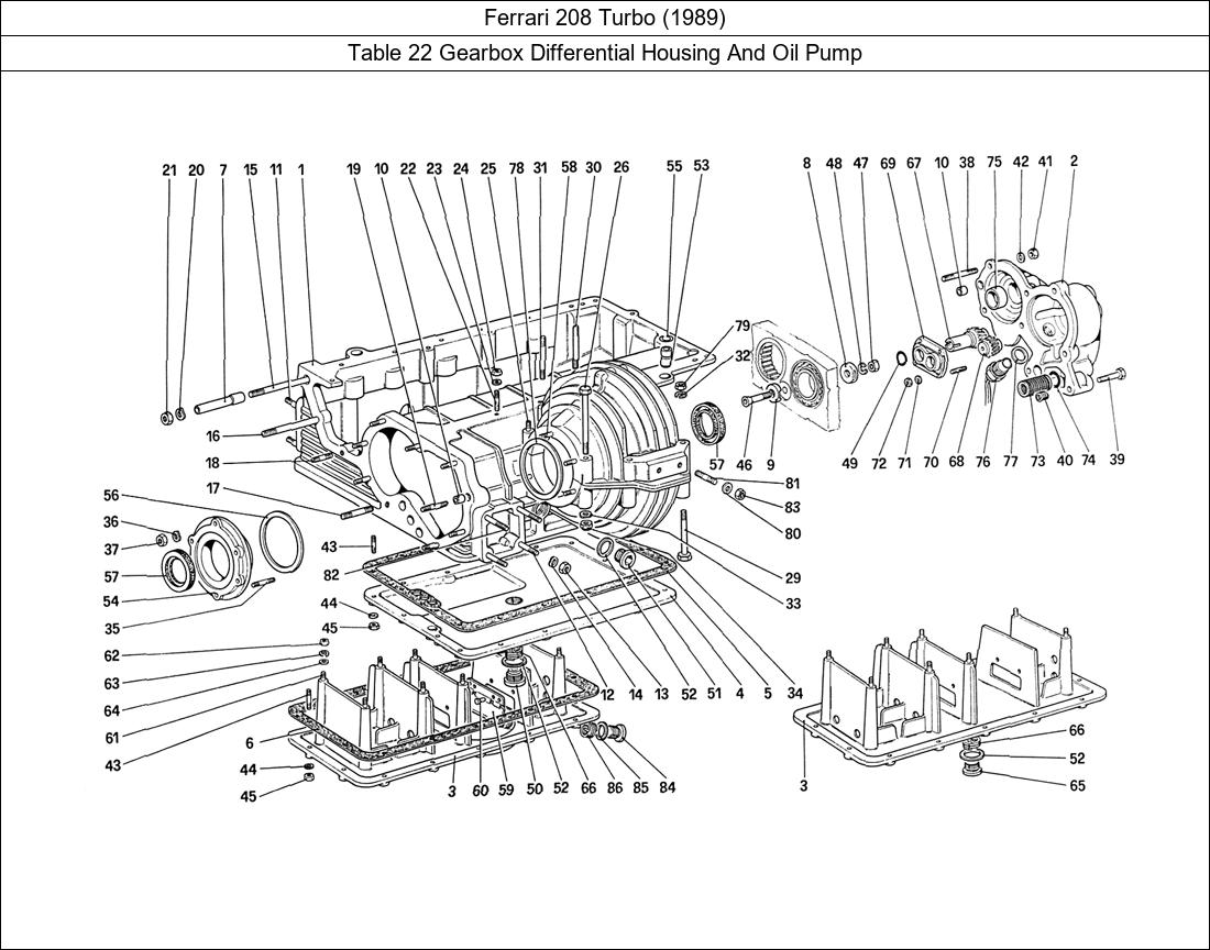 Ferrari Parts Ferrari 208 Turbo (1989) Table 22 Gearbox Differential Housing And Oil Pump