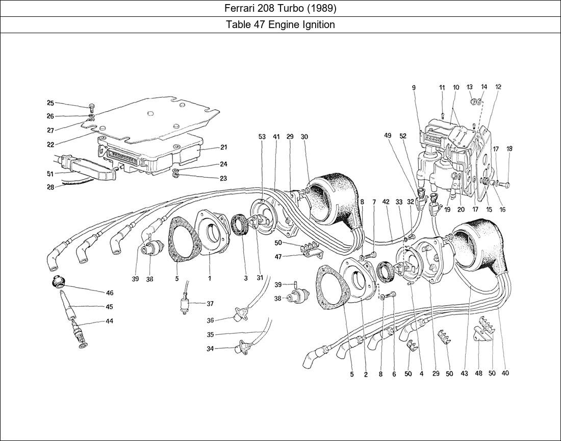 Ferrari Parts Ferrari 208 Turbo (1989) Table 47 Engine Ignition