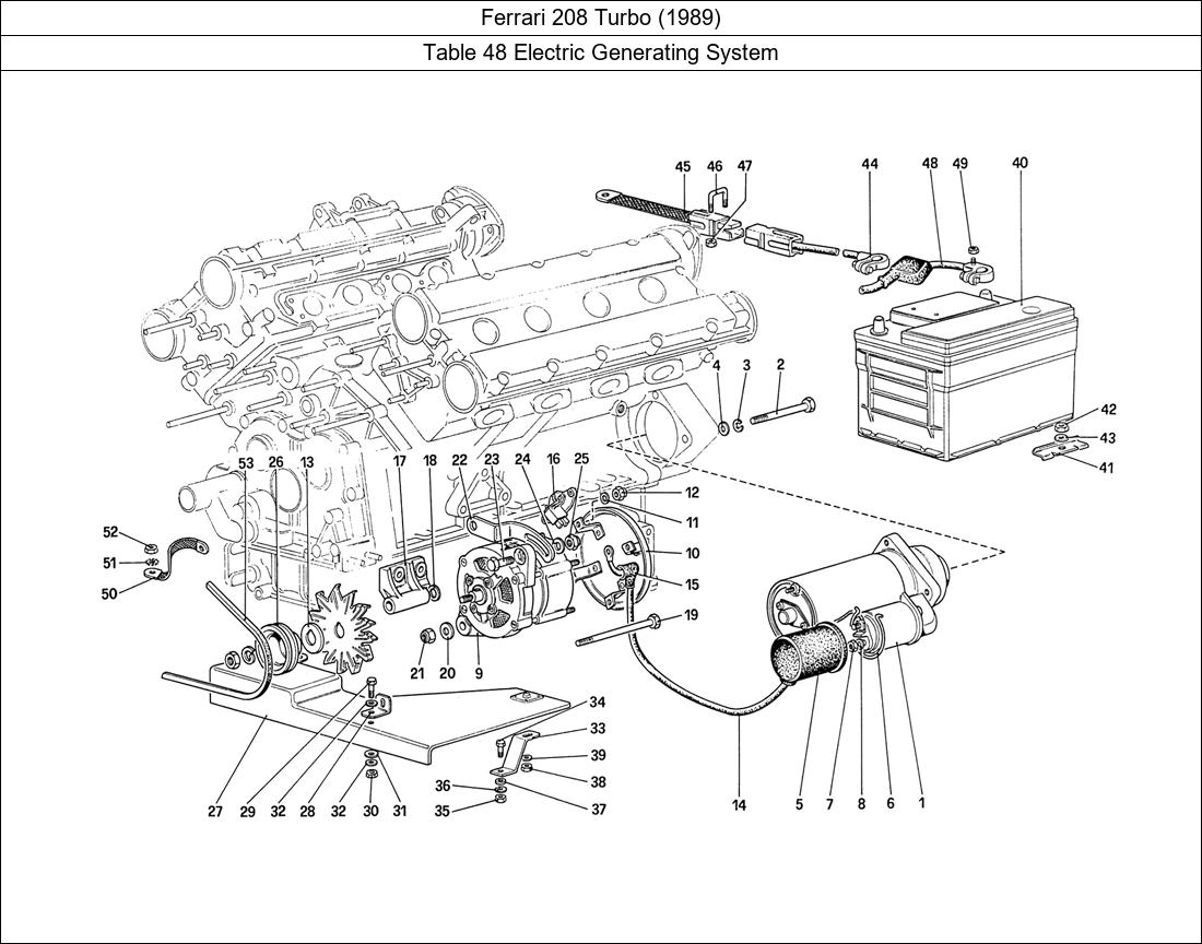 Ferrari Parts Ferrari 208 Turbo (1989) Table 48 Electric Generating System