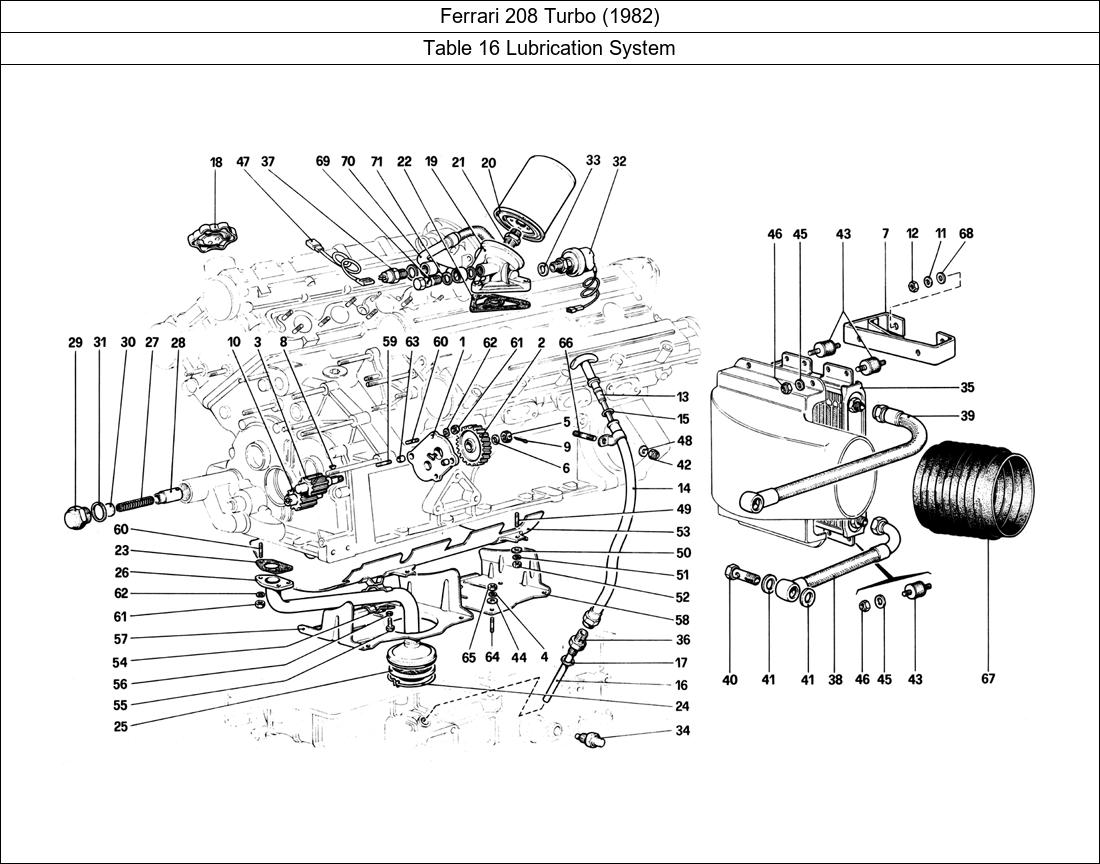 Ferrari Parts Ferrari 208 Turbo (1982) Table 16 Lubrication System