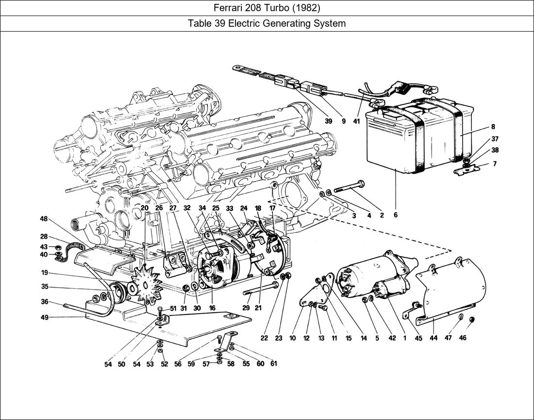 Ferrari Parts Ferrari 208 Turbo (1982) Table 39 Electric Generating System