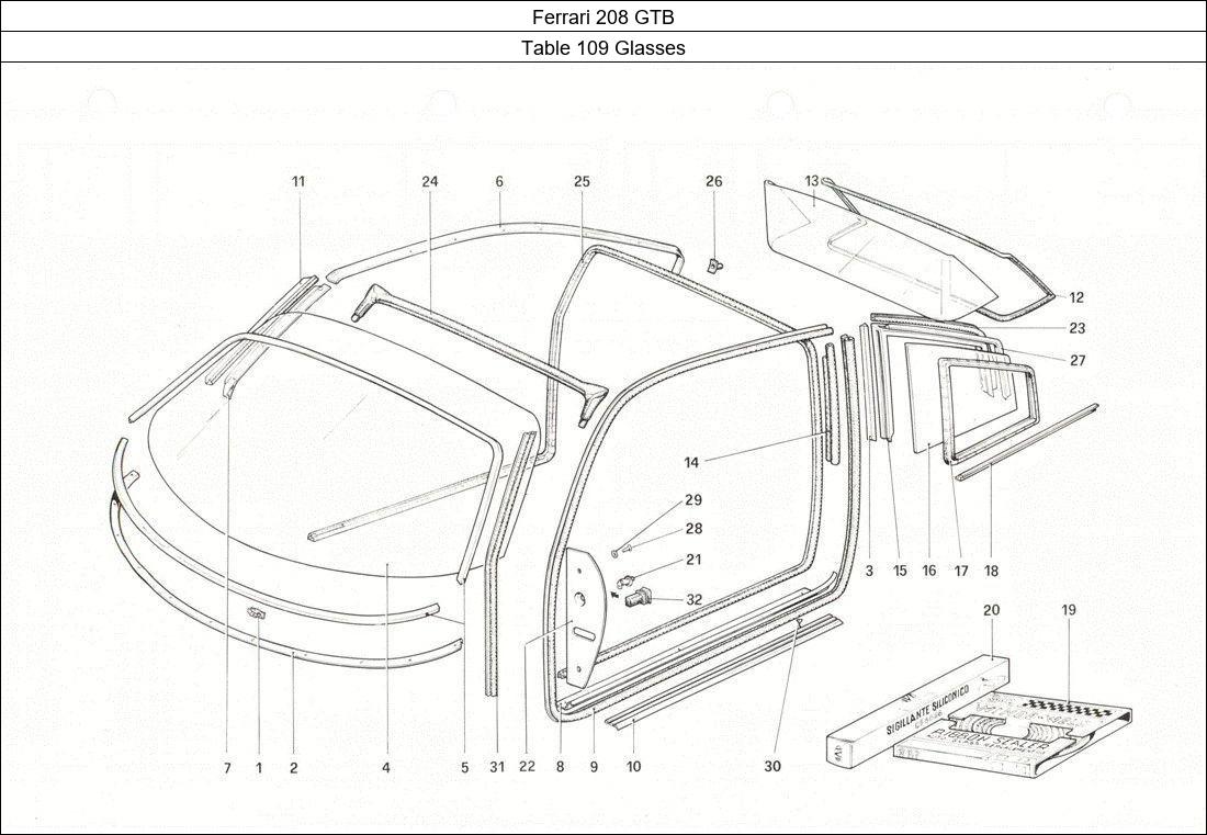 Ferrari Parts Ferrari 208 GTB Table 109 Glasses