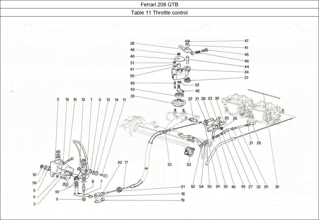 Ferrari Parts Ferrari 208 GTB Table 11 Throttle control