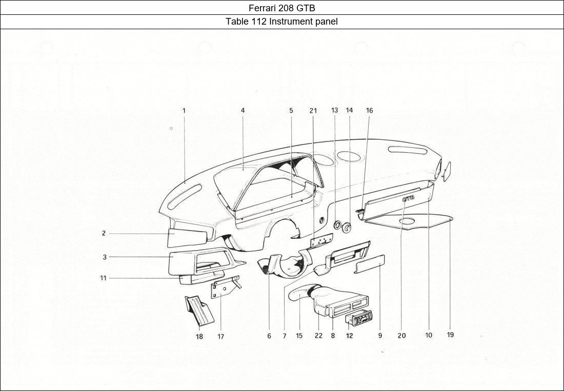 Ferrari Parts Ferrari 208 GTB Table 112 Instrument panel