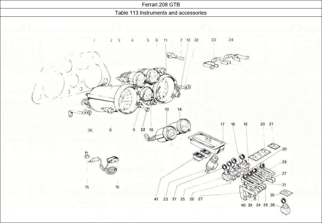 Ferrari Parts Ferrari 208 GTB Table 113 lnstruments and accessories