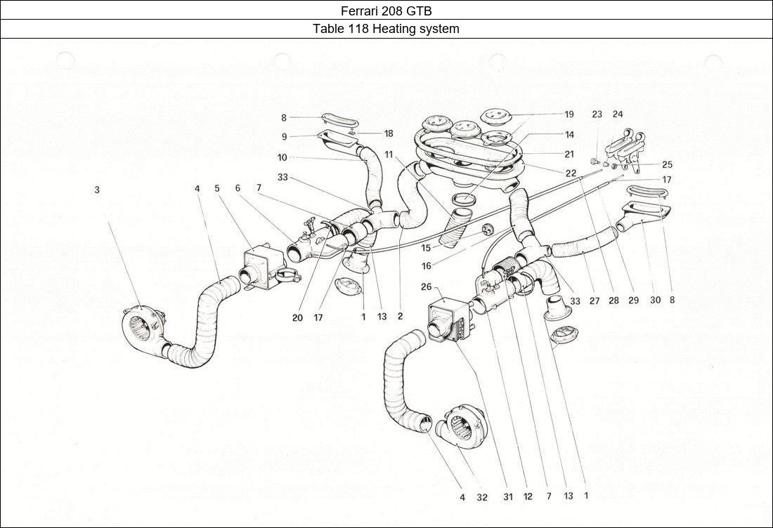 Ferrari Parts Ferrari 208 GTB Table 118 Heating system