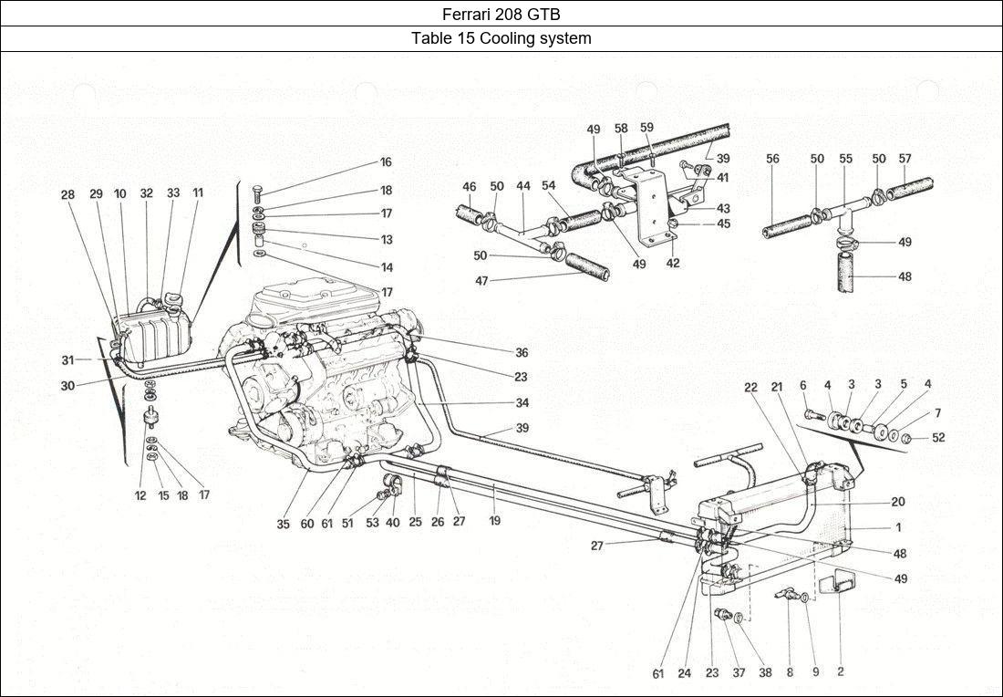 Ferrari Parts Ferrari 208 GTB Table 15 Cooling system