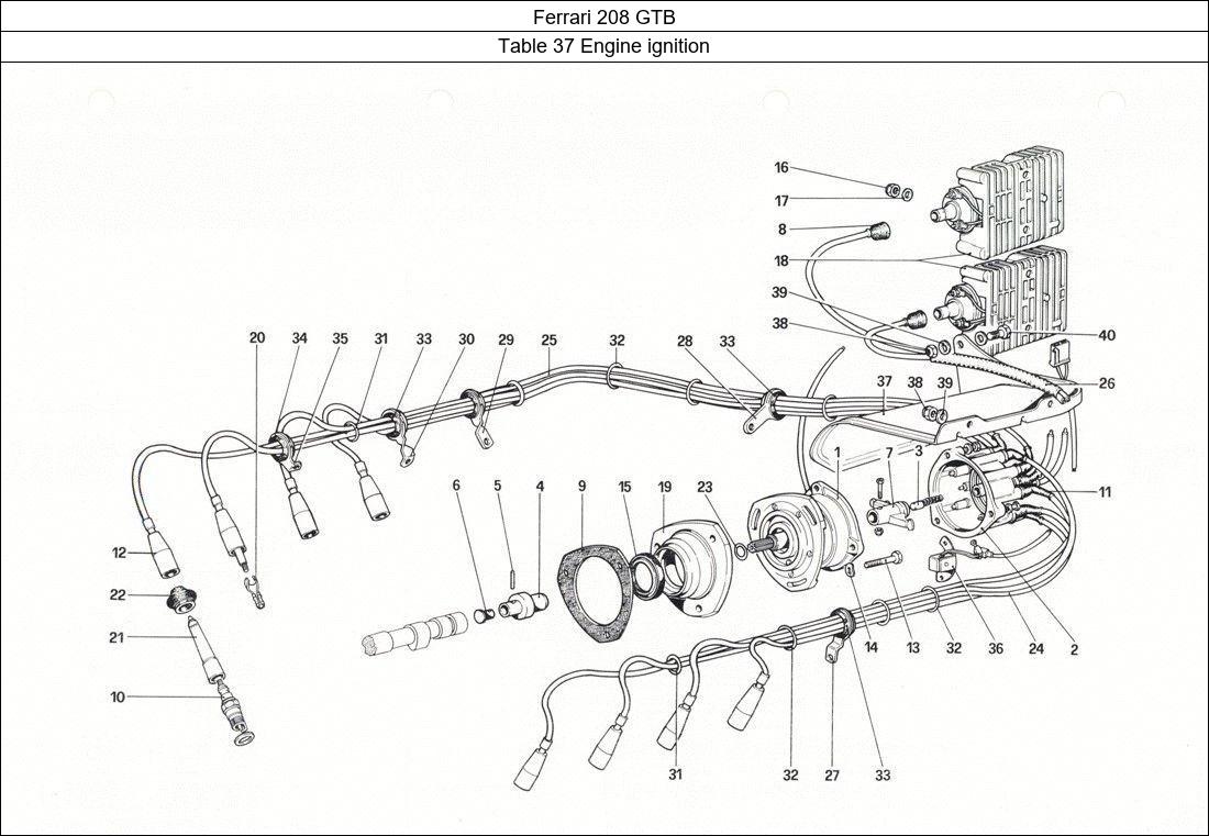 Ferrari Parts Ferrari 208 GTB Table 37 Engine ignition
