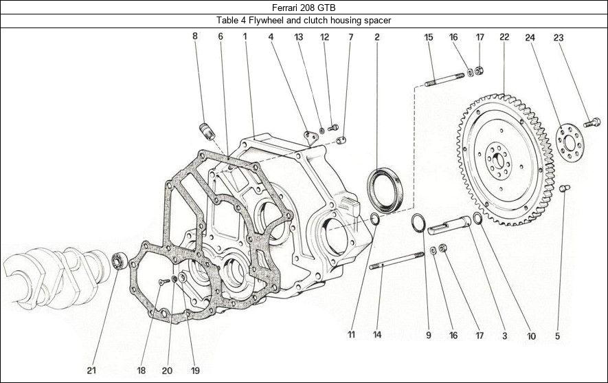 Ferrari Parts Ferrari 208 GTB Table 4 Flywheel and clutch housing spacer