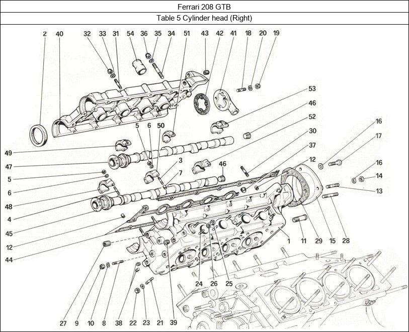 Ferrari Parts Ferrari 208 GTB Table 5 Cylinder head (Right)