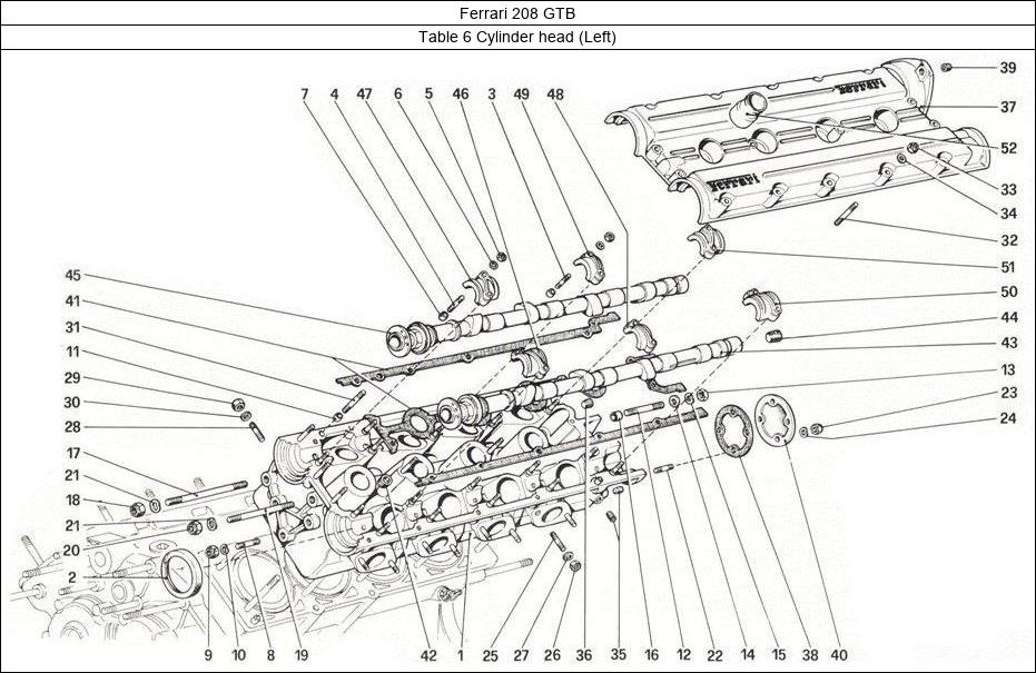 Ferrari Parts Ferrari 208 GTB Table 6 Cylinder head (Left)